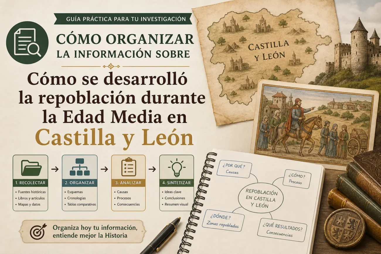 cómo organizar la información sobre Cómo se desarrolló la repoblación durante la Edad Media en Castilla y León